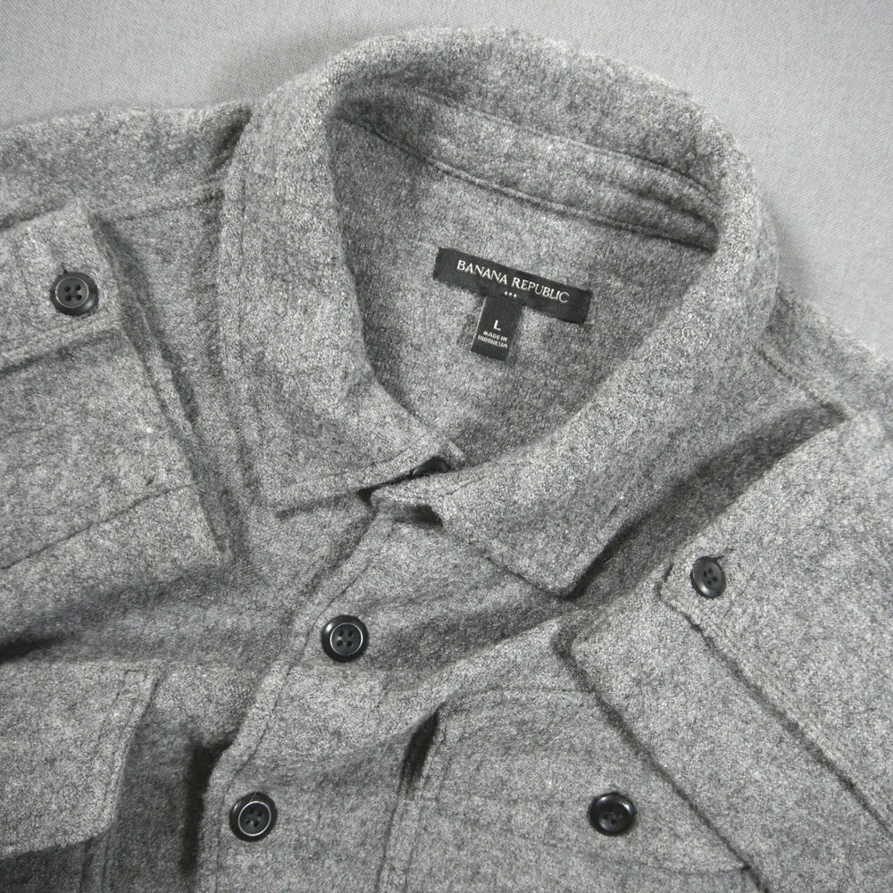 Banana Republic Boucle Wool Rayon Men Shirt Jacket L Overshirt Lightweight Cabin